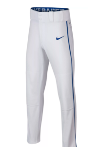 white pants with royal piping